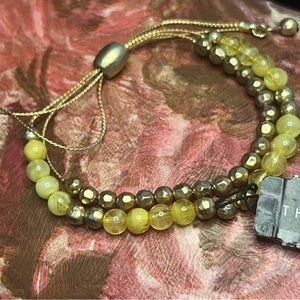NWT The Limited Yellow & Gold Beaded Bracelet with adjustable slider